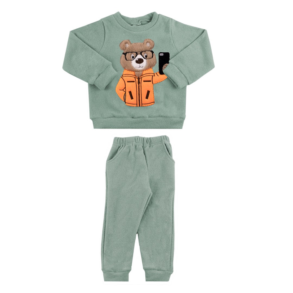 Conjunto Casaco e Calça em Soft Glacê Urso Selfie - Rosebud