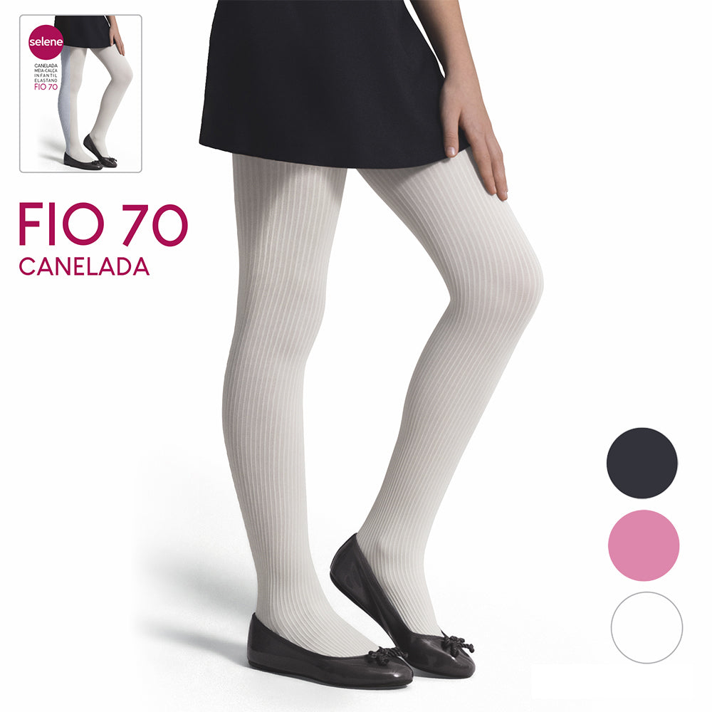 Meia-Calça Fio 70 Infantil Menina Canelada - Selene