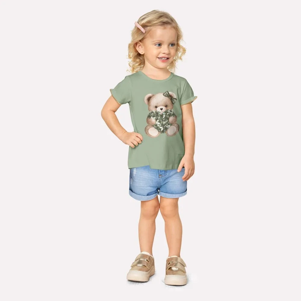 Blusa Infantil Meia Malha Urso Coração - Milon