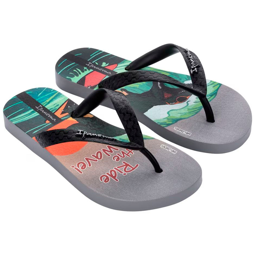 Chinelo de Dedo Infantil Menino Cinza Dino - Ipanema