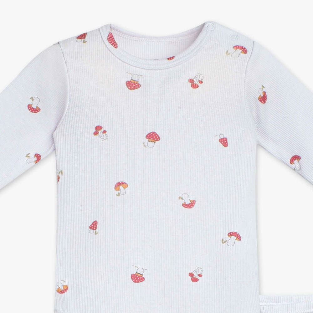 Conjunto Canelado Body e Calça Bebê Cogumelos - Dedeka