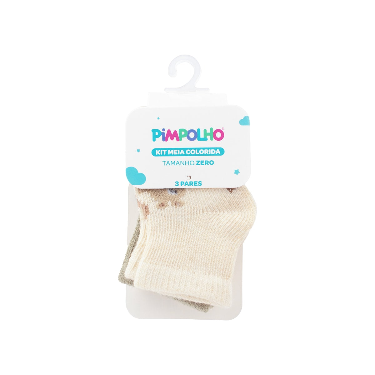 Kit 3 Pares Meia Cano Médio Bebê Menino Zero Floresta - Pimpolho