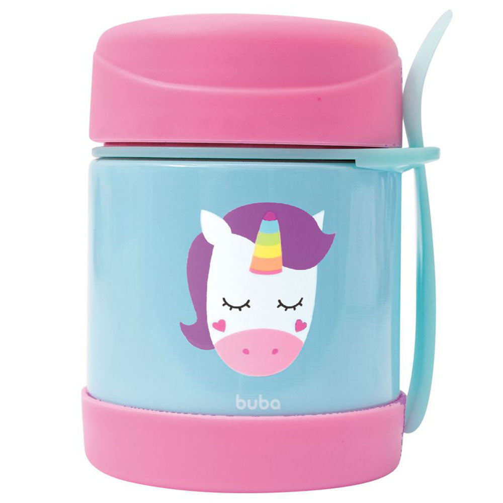 Pote Térmico Infantil Inox Com Garfo Animal Fun Unicórnio - Buba