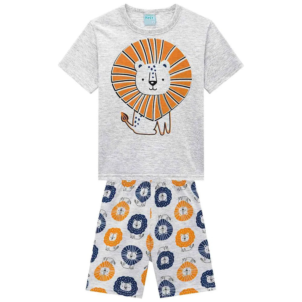 Pijama Infantil Menino Brilha no Escuro Cinza Leão - Kyly