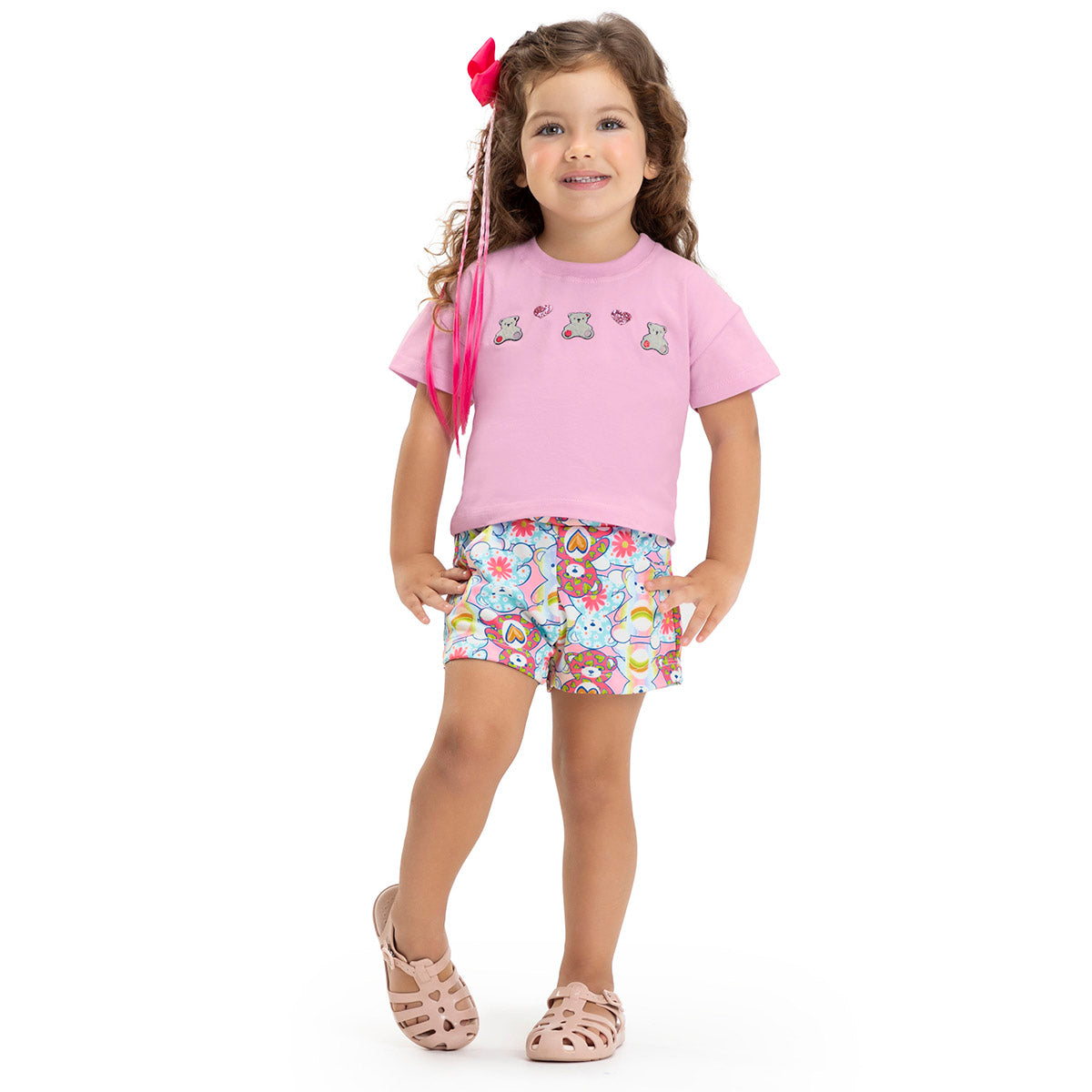 Conjunto Infantil Menina Bear Meia Malha e Short - Have Fun