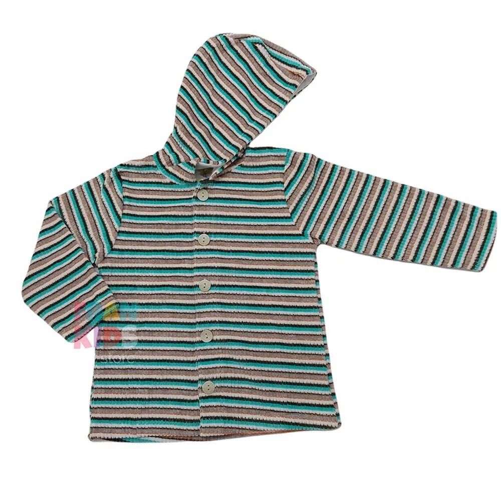 Casaco Com Capuz Poliéster e Abertura Frontal Listrado - Have Fun