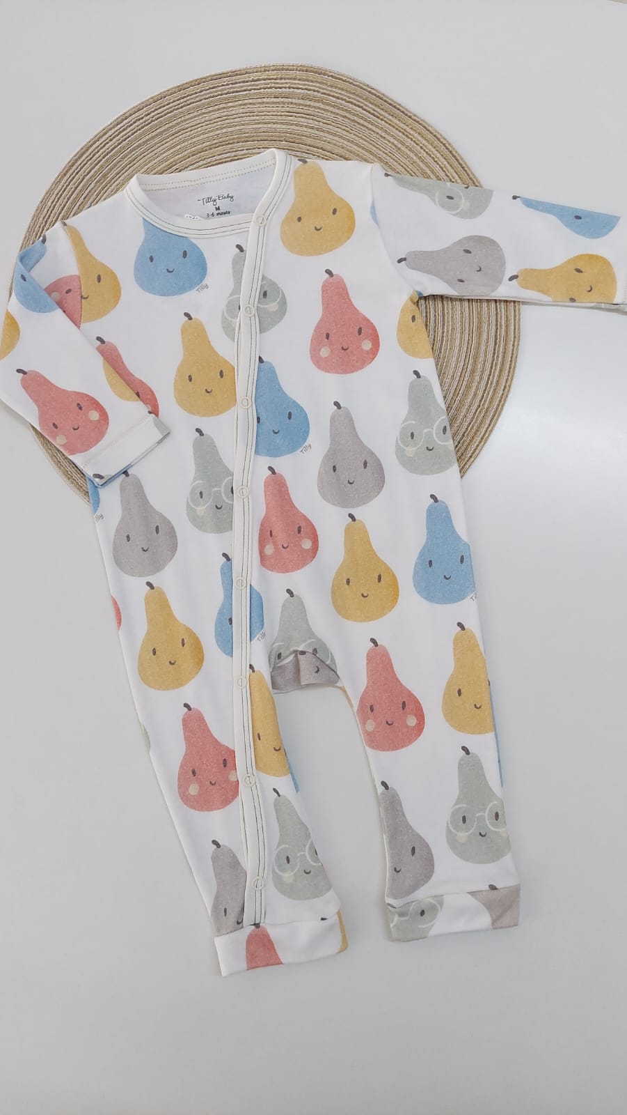 Macacão Longo Suedine Peras - Tilly Baby