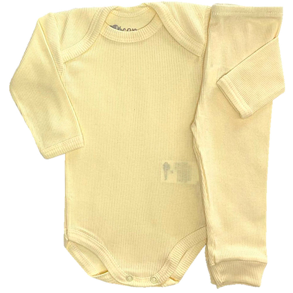 Conjunto Pijama Canelado Bebê Body e Calça - Odicon