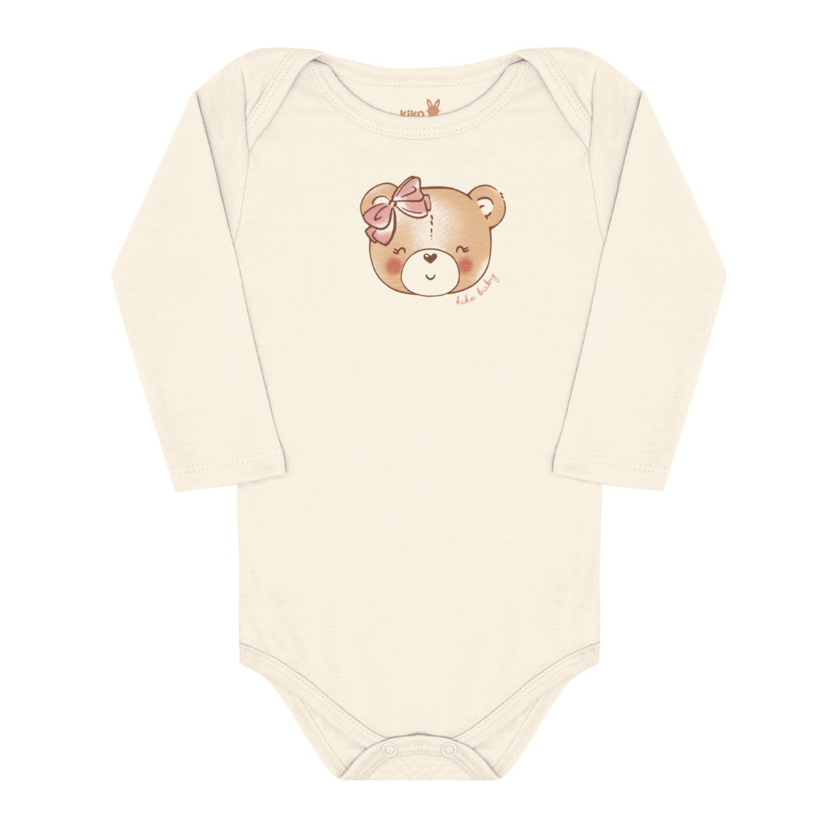 Body Manga Longa Bebê Menina Suedine Ursinha - Kiko Baby