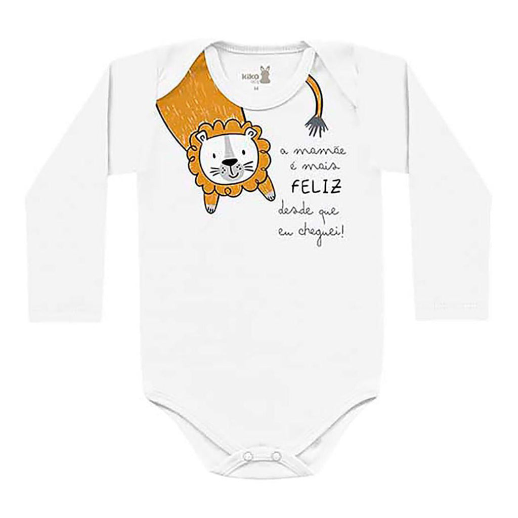 Body Manga Longa Bebê Menino Mamãe Feliz - Kiko Baby