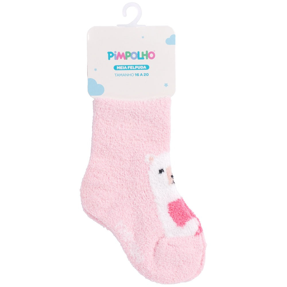 Meia Felpuda Bebê Menina 16-20 Urso - Pimpolho