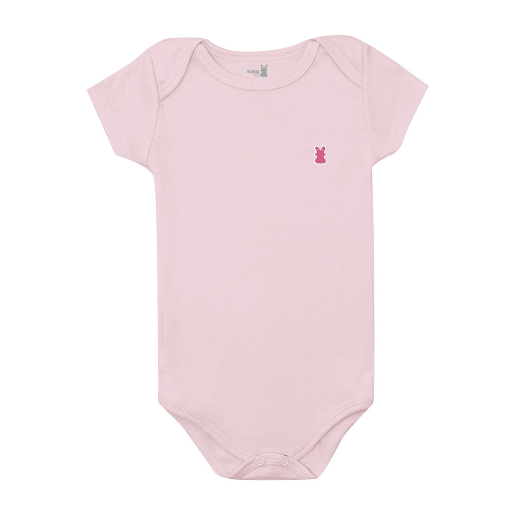 Body Manga Curta Bebê Unissex Liso em Suedine - Kiko Baby