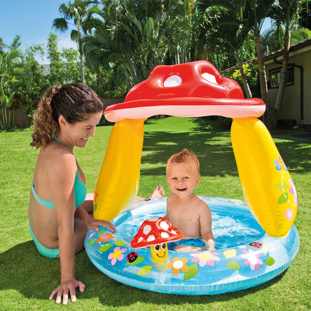 Piscina Inflável Infantil Cogumelo Com Cobertura 45L - Intex