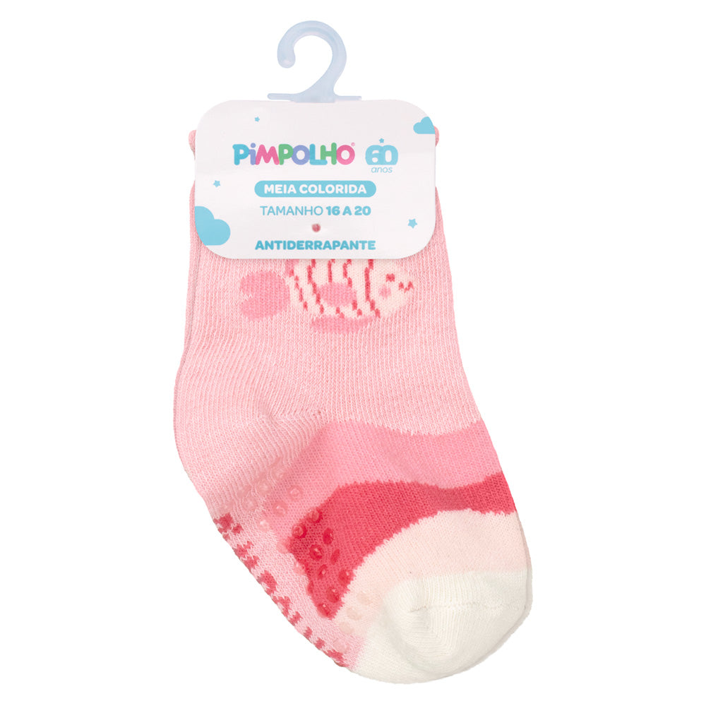 Meia Antiderrapante Bebê Menina 16-20 Peixe - Pimpolho