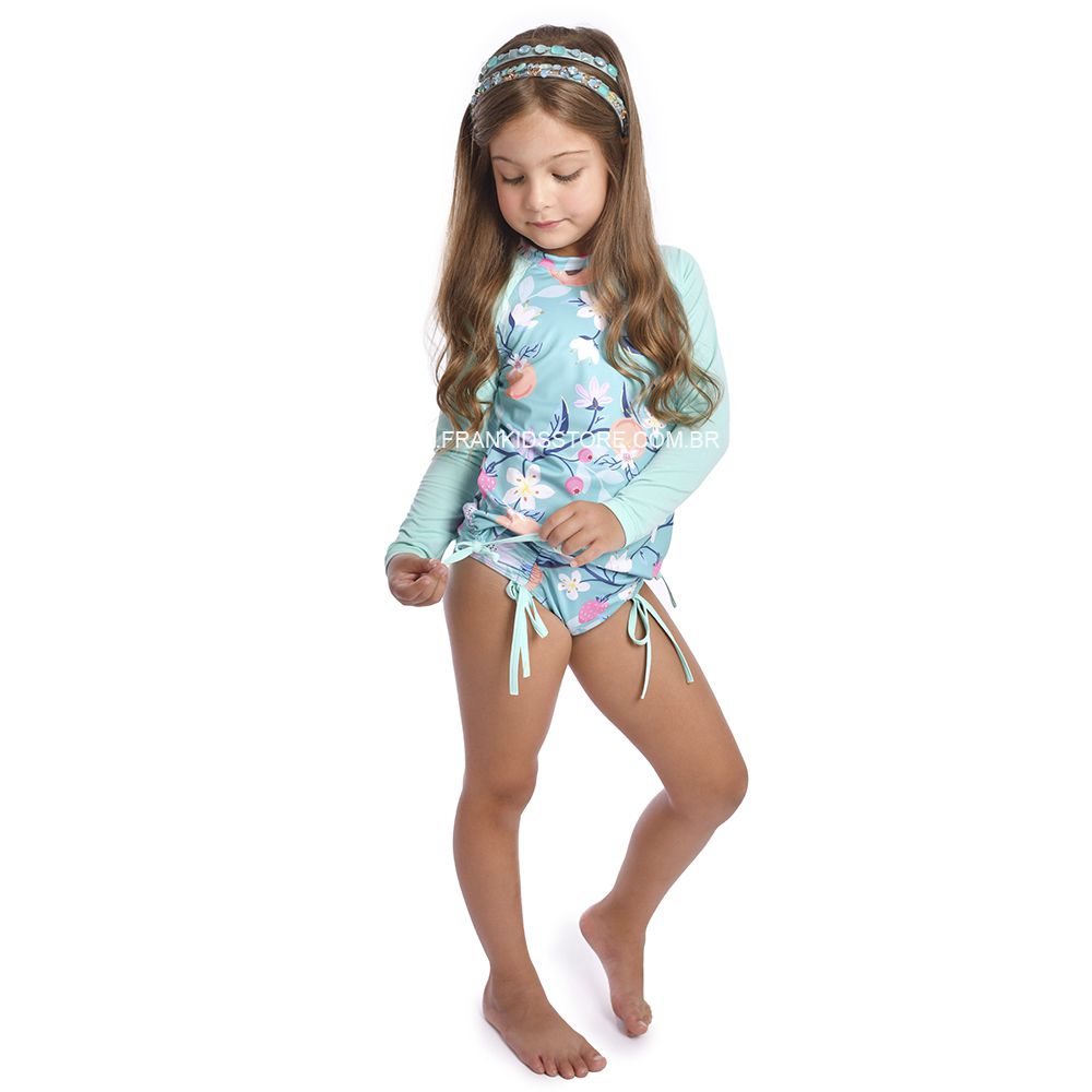 Conjunto Infantil Menina Com Proteção UV50+ Flores - Everly