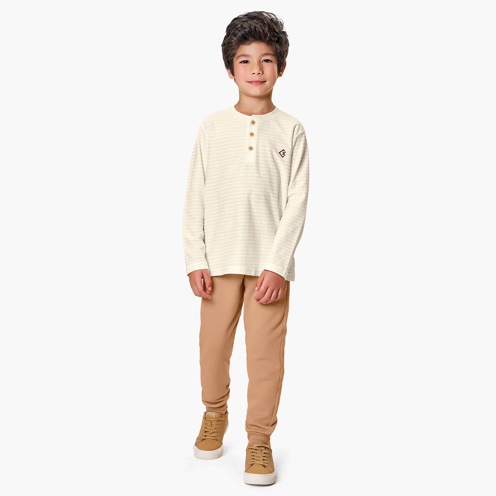 Camiseta Infantil Menino em Malha Trabalhada - Kiko e Kika