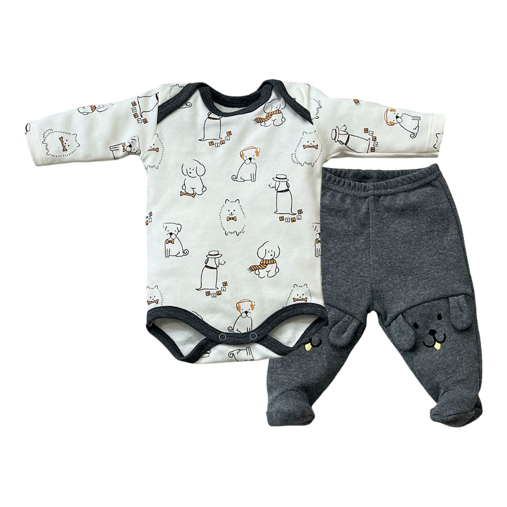 Conjunto Bebê Menino Body Longo Calça Cachorro - Tilly Baby