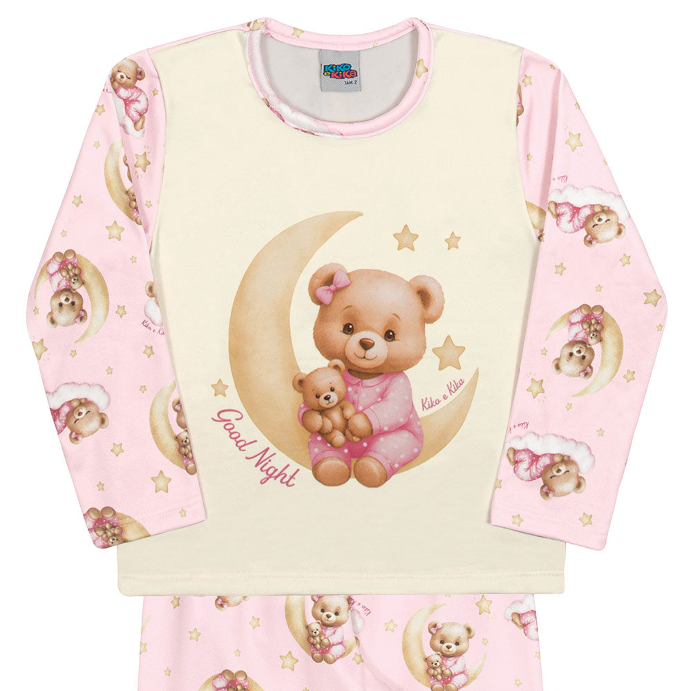 Pijama Bebê Menina Malha Térmica Ursinha - Kiko e Kika