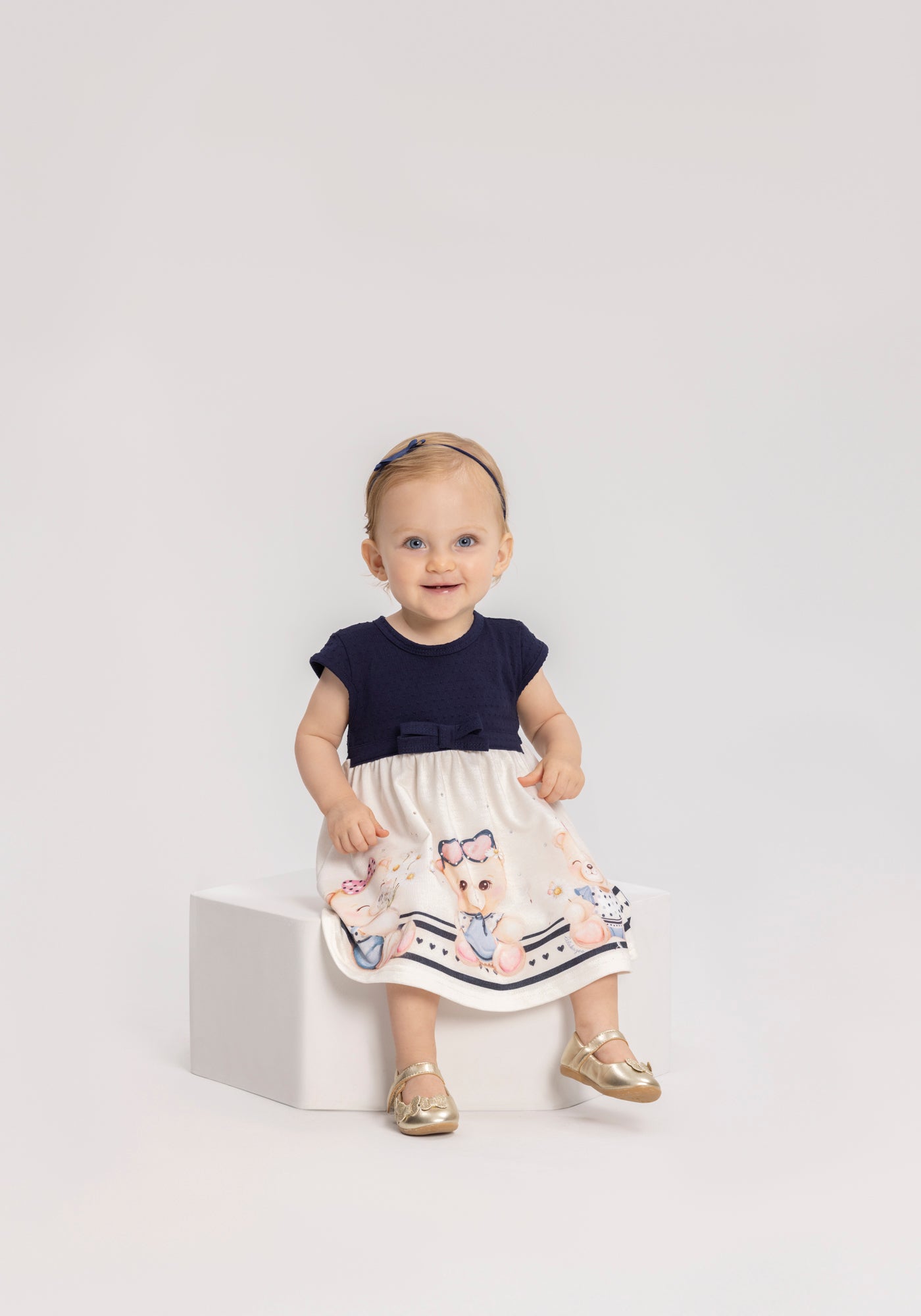 Vestido Bebê Malha e Moletinho Soft Ursinha - Alakazoo