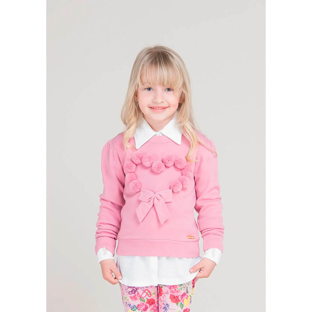 Blusa de Lã Pompom Rosa Buque - Bebelândia