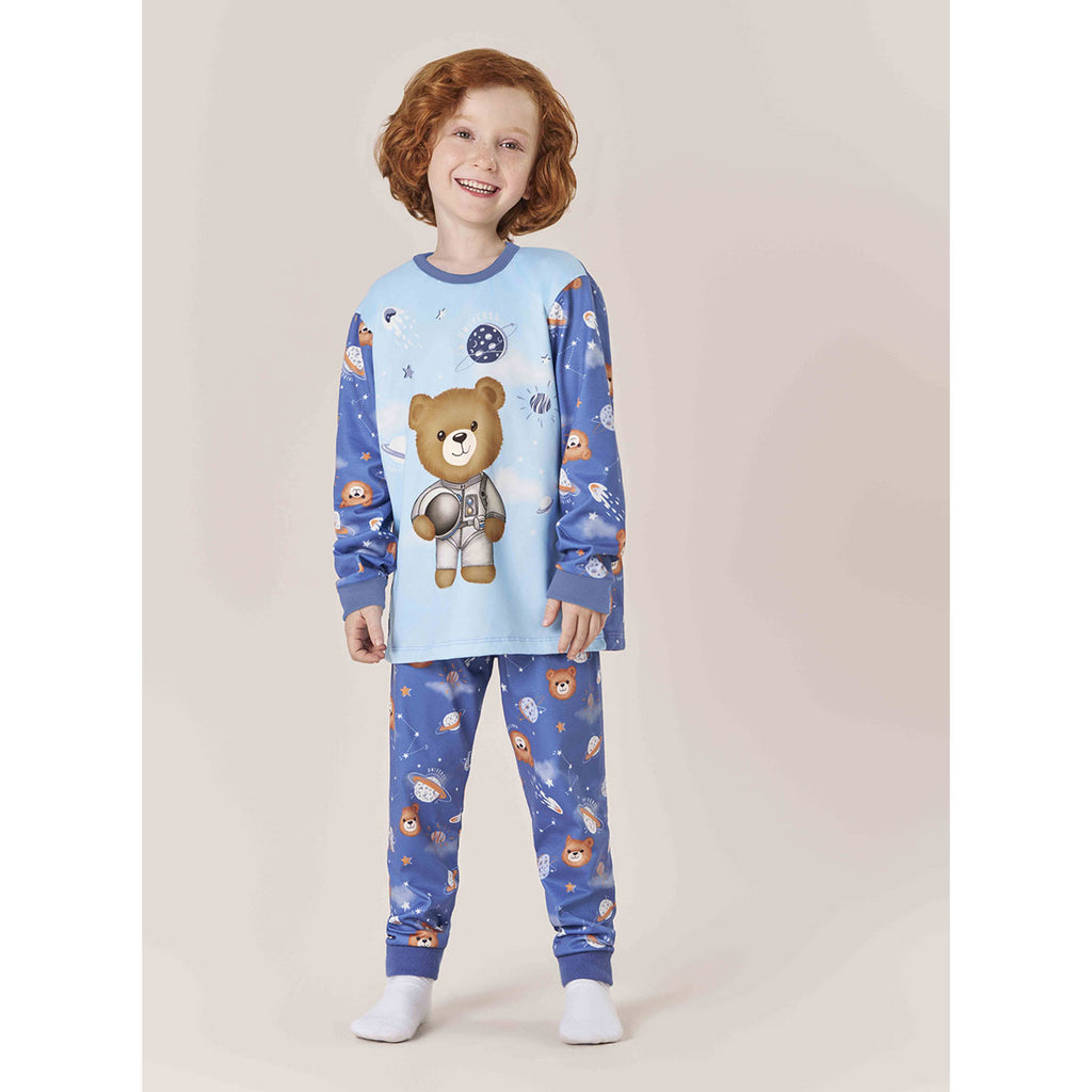 Pijama Infantil Menino em Malha Peluciada Urso - Kiko e Kika