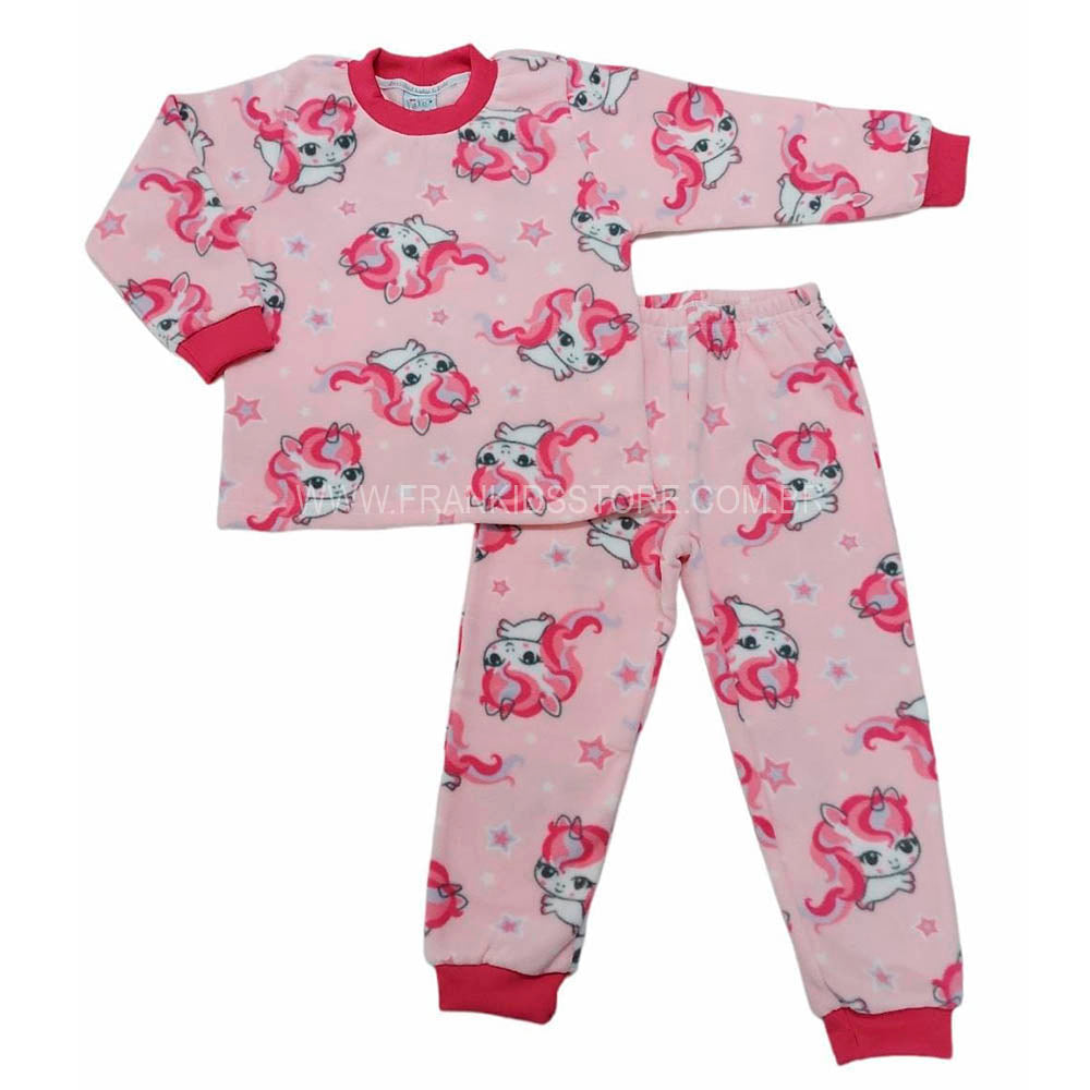 Pijama Soft Estampado Rosa Unicórnios - Rosebud