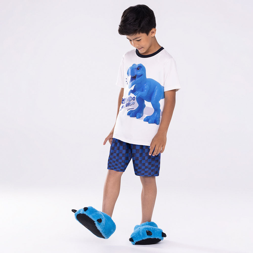 Pijama Infantil Menino Malha Modeli Xadrez Azul - Alakazoo