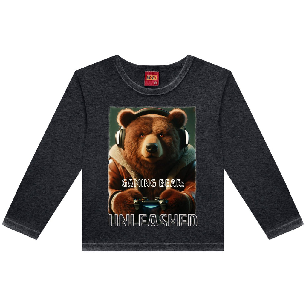 Camiseta Infantil Menino Manga Longa Urso - Kyly