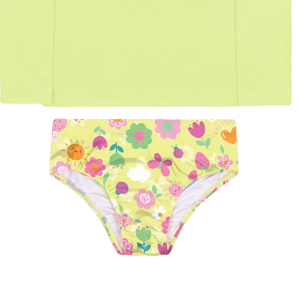 Conjunto Infantil Menina Proteção UV50+ Flores - Kiko e Kika