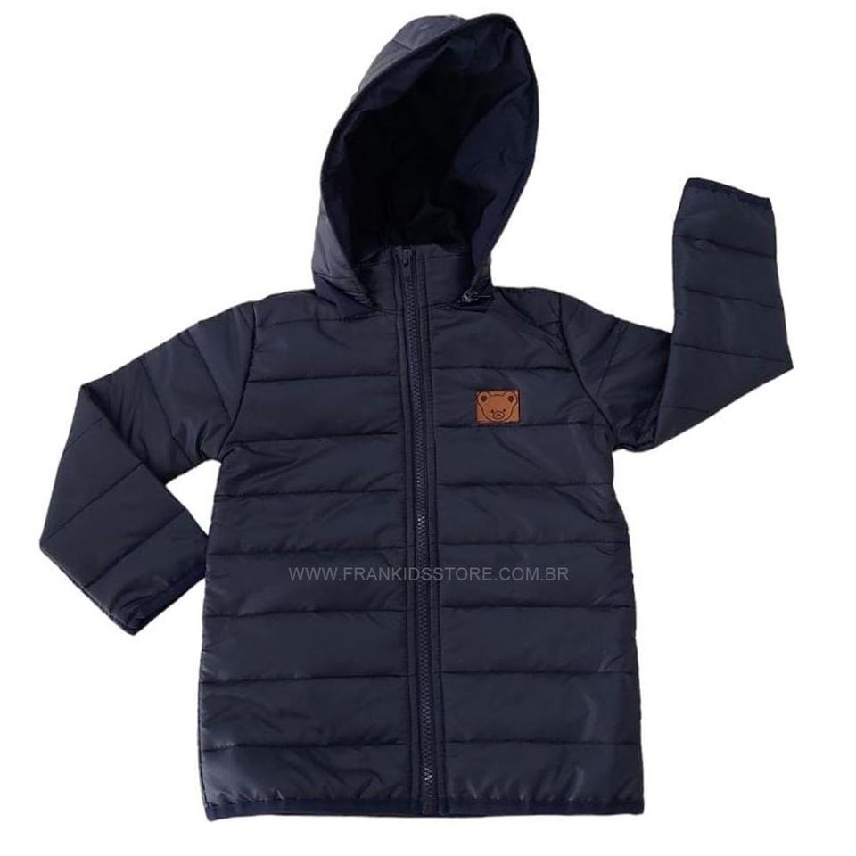 Jaqueta Puffer Infantil Com Capuz Marinho - Santa Rita