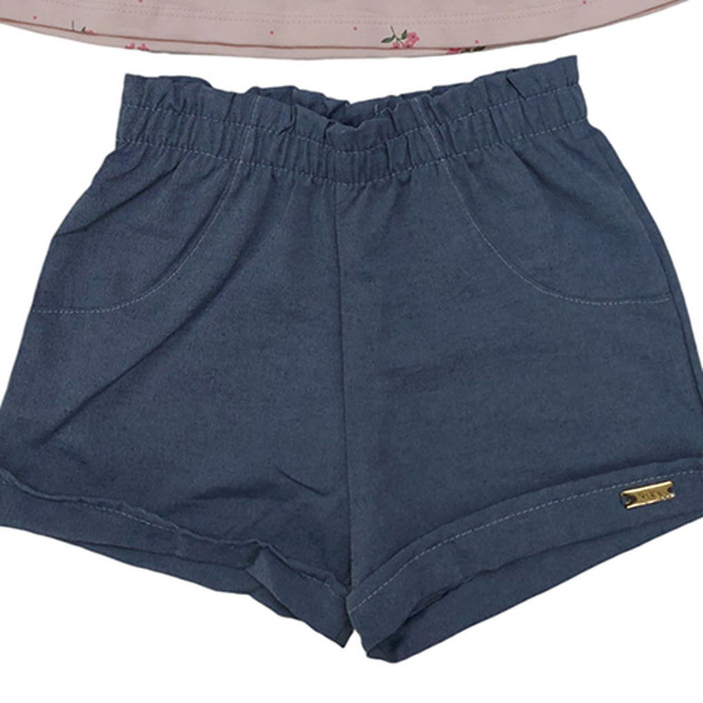 Conjunto Infantil Menina Blusa Cotton e Short - Kiko e Kika