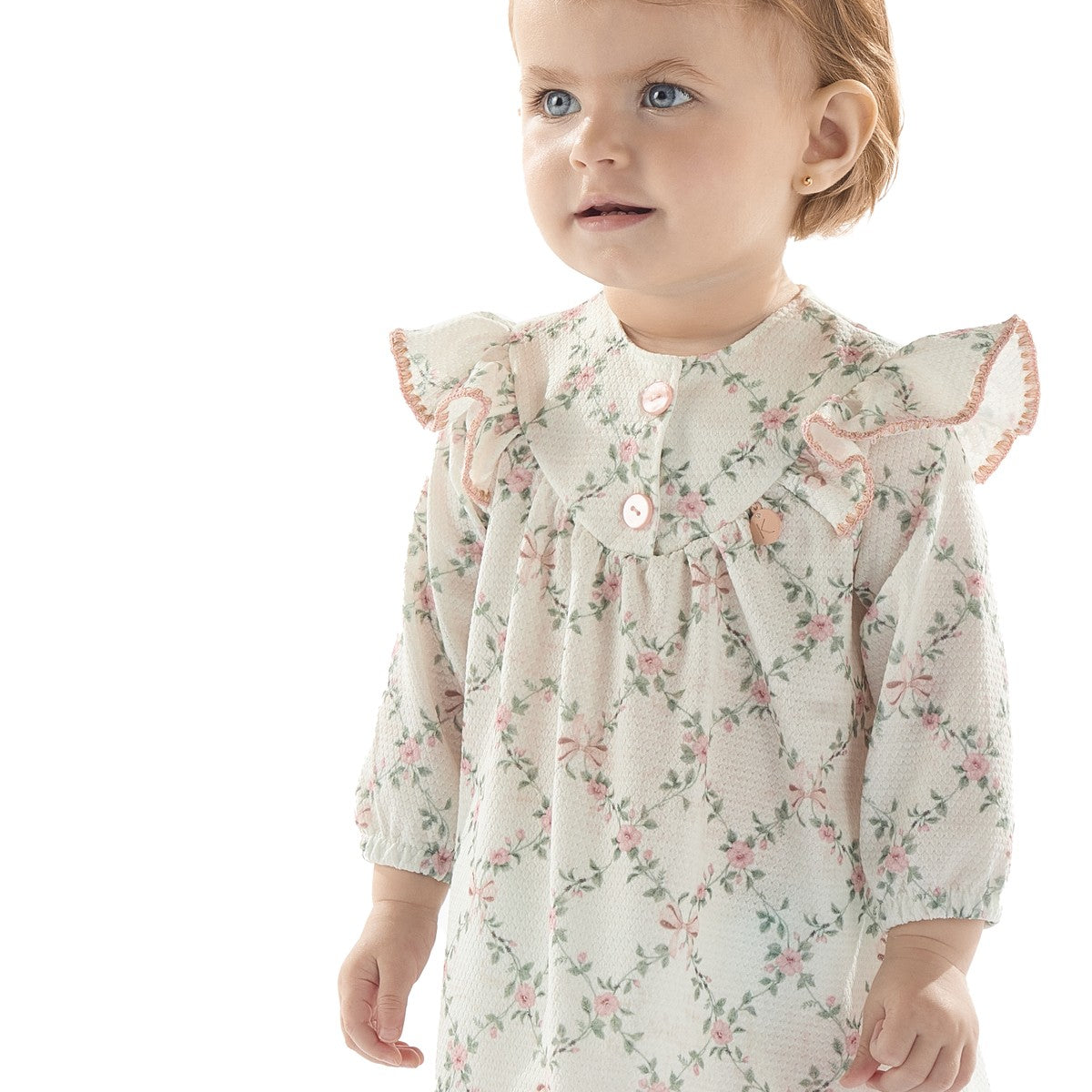 Vestido Bebê em Malha Texturizada Flores - Kiki Xodó