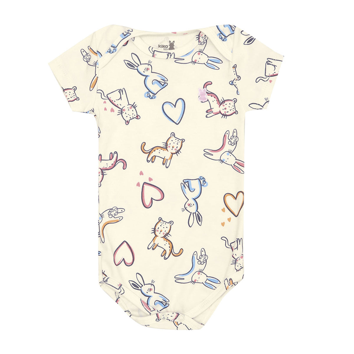 Body Manga Curta Bebê Menina Coelhos - Kiko Baby