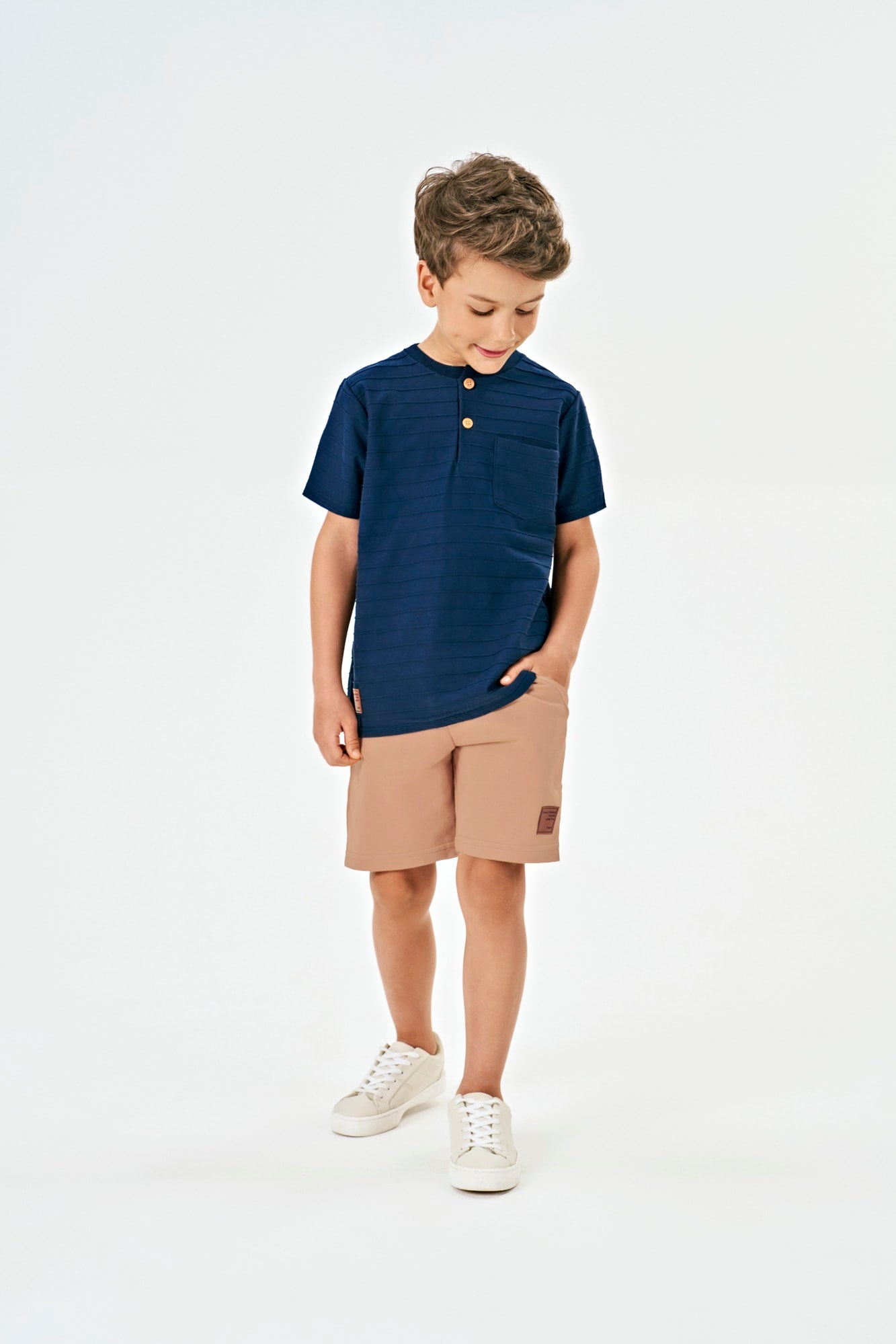 Camiseta Infantil Menino Meia Malha Trabalhada - Kiko e Kika