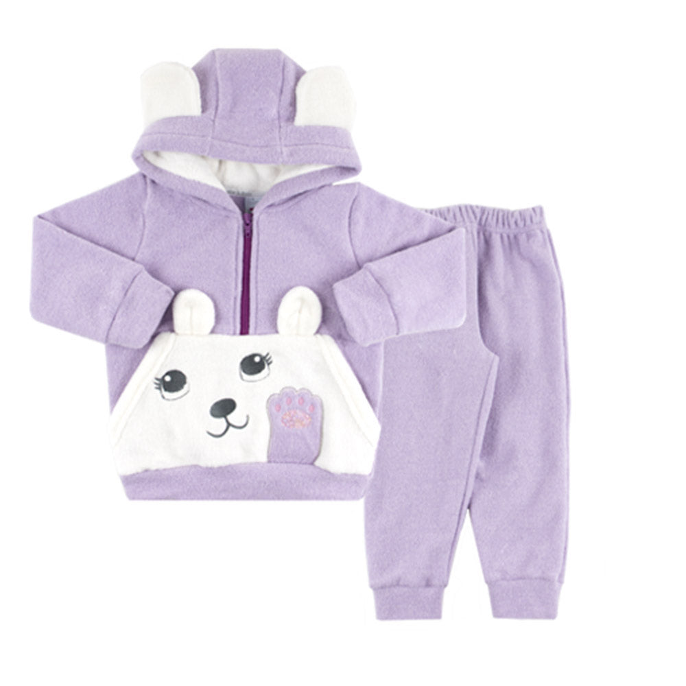 Conjunto Bebê Casaco e Calça Soft Glacê Ursinha - Rosebud