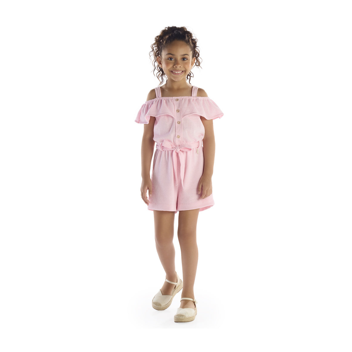 Macaquinho Infantil Menina Babados Laço - Kiki Xodó