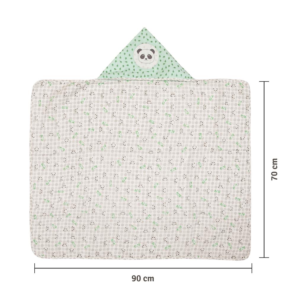 Toalha de Banho Felpuda Forrada Composê C/ Capuz 90CM X 70CM Panda - Papi