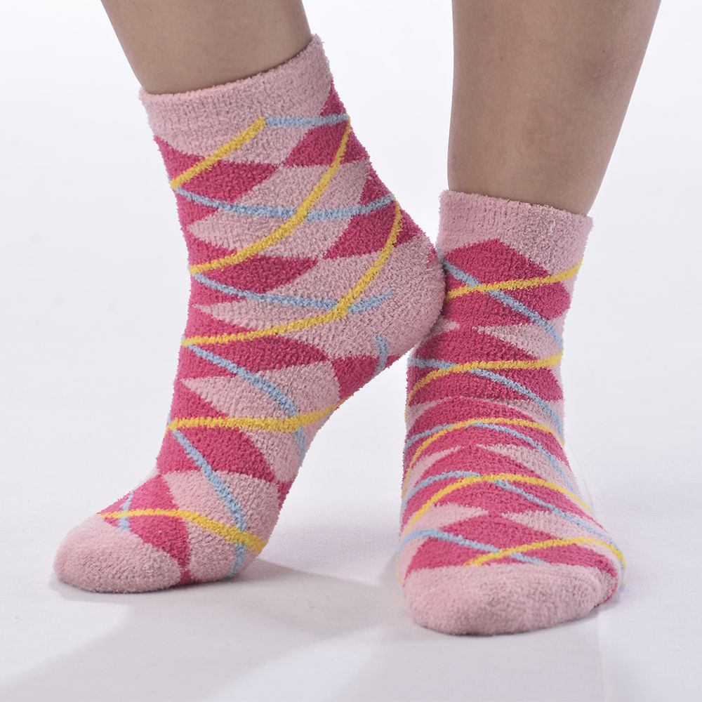 Meia Felpuda Infantil Menina 31-34 Rosa Xadrez - Pimpolho