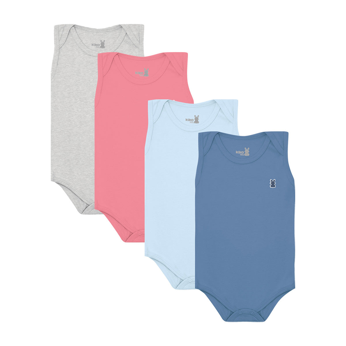 Body Regata Bebê Unissex Timeless Liso Em Suedine - Kiko Baby