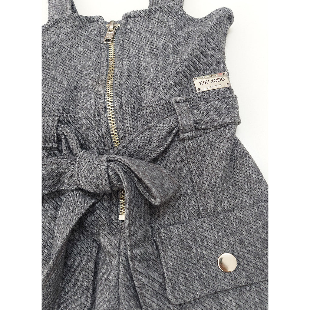 Jardineira em Malha Linho e Blusa em Jacquard Estampado - Kiki Xodó