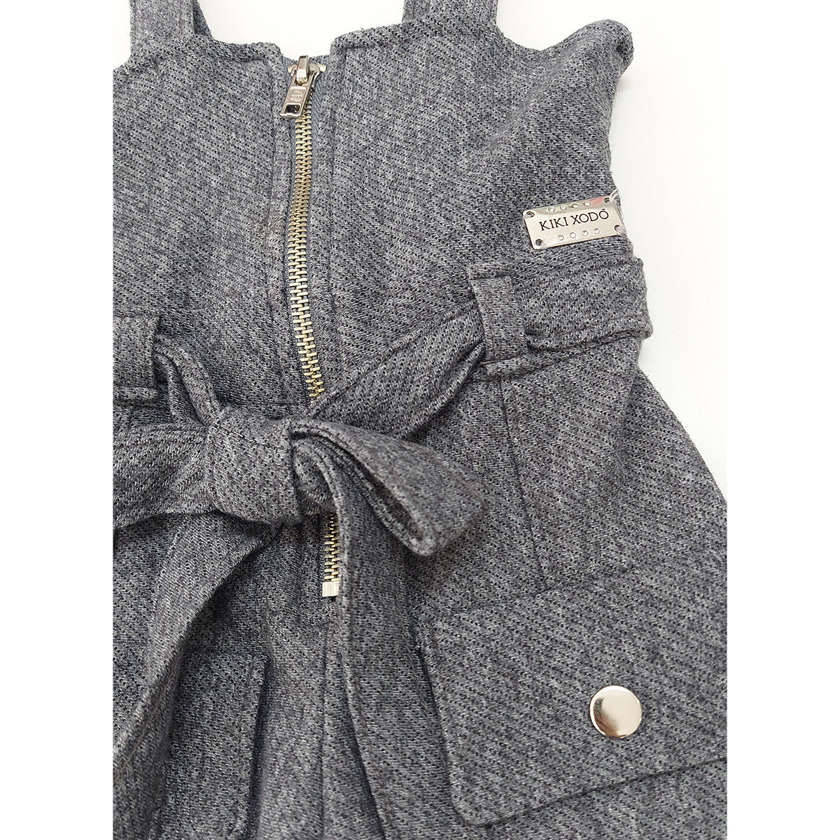 Jardineira em Malha Linho e Blusa em Jacquard Estampado - Kiki Xodó