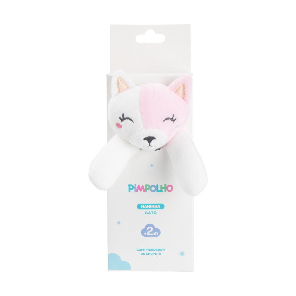Naninha Bebê Menina Soft Branca Gato - Pimpolho