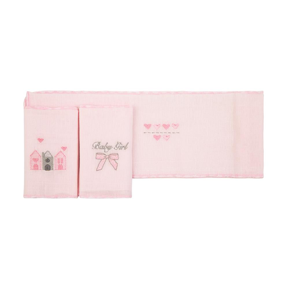 Pano de Boca Composê Bordado 38x38CM C/3 UN Casinha - Papi