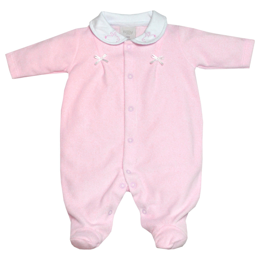 Macacão em Plush Com Gola Rosa Bebê Coelhas - Tilly Baby