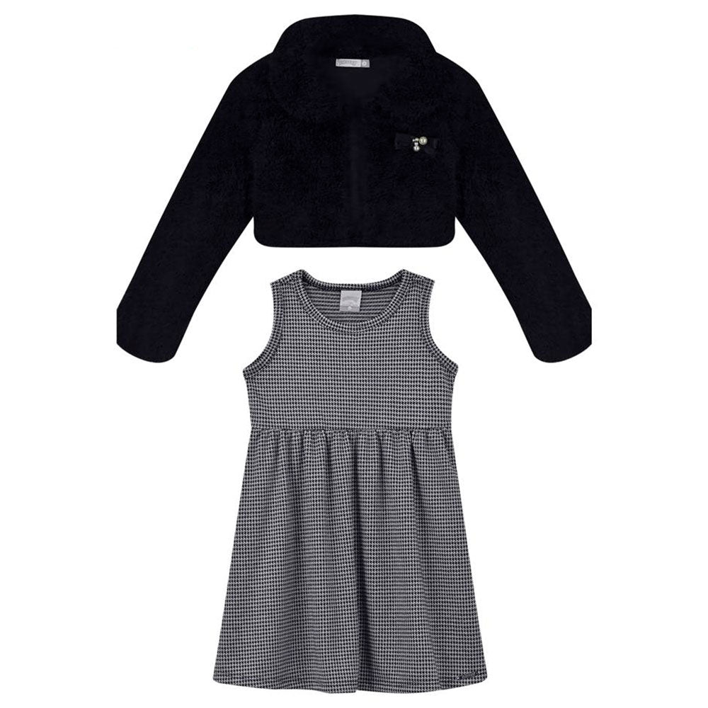 Vestido Infantil Pied de Poule Com Bolero - Alakazoo
