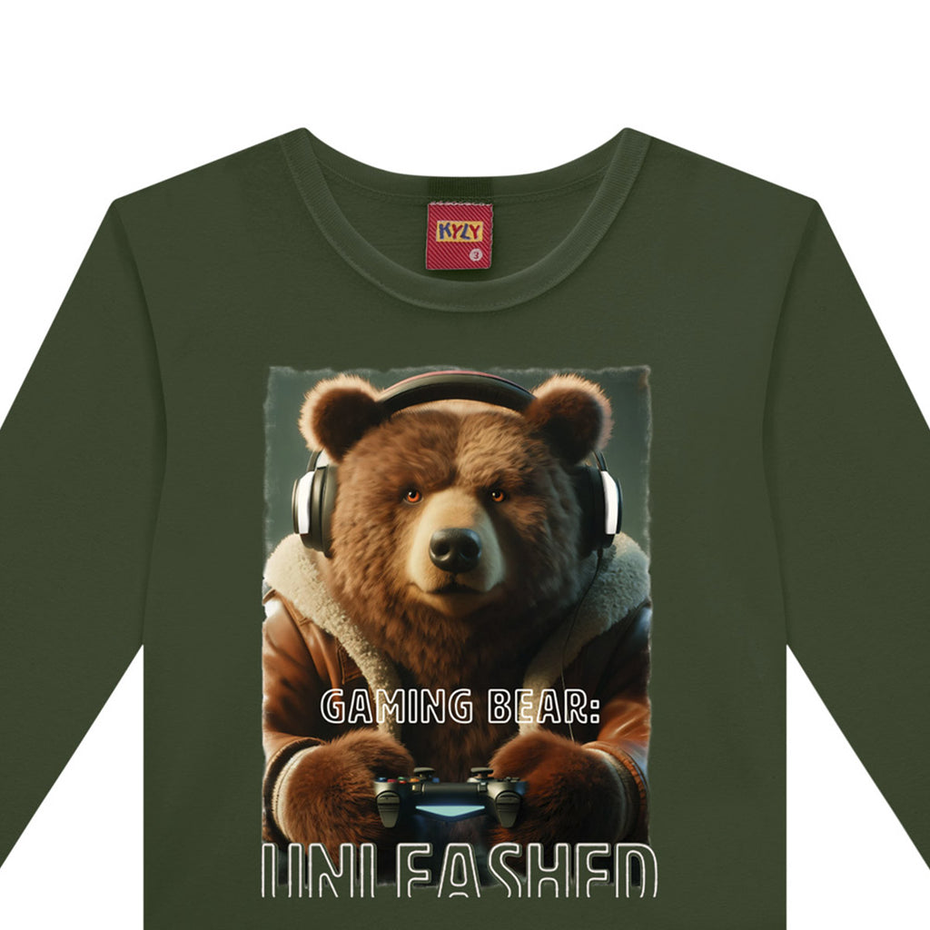 Camiseta Infantil Menino Manga Longa Urso - Kyly