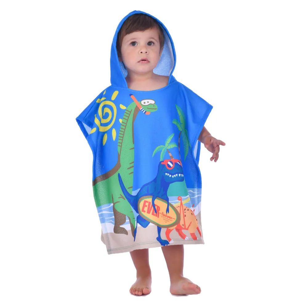 Toalha Poncho Bebê Menino Dinossauros - Everly