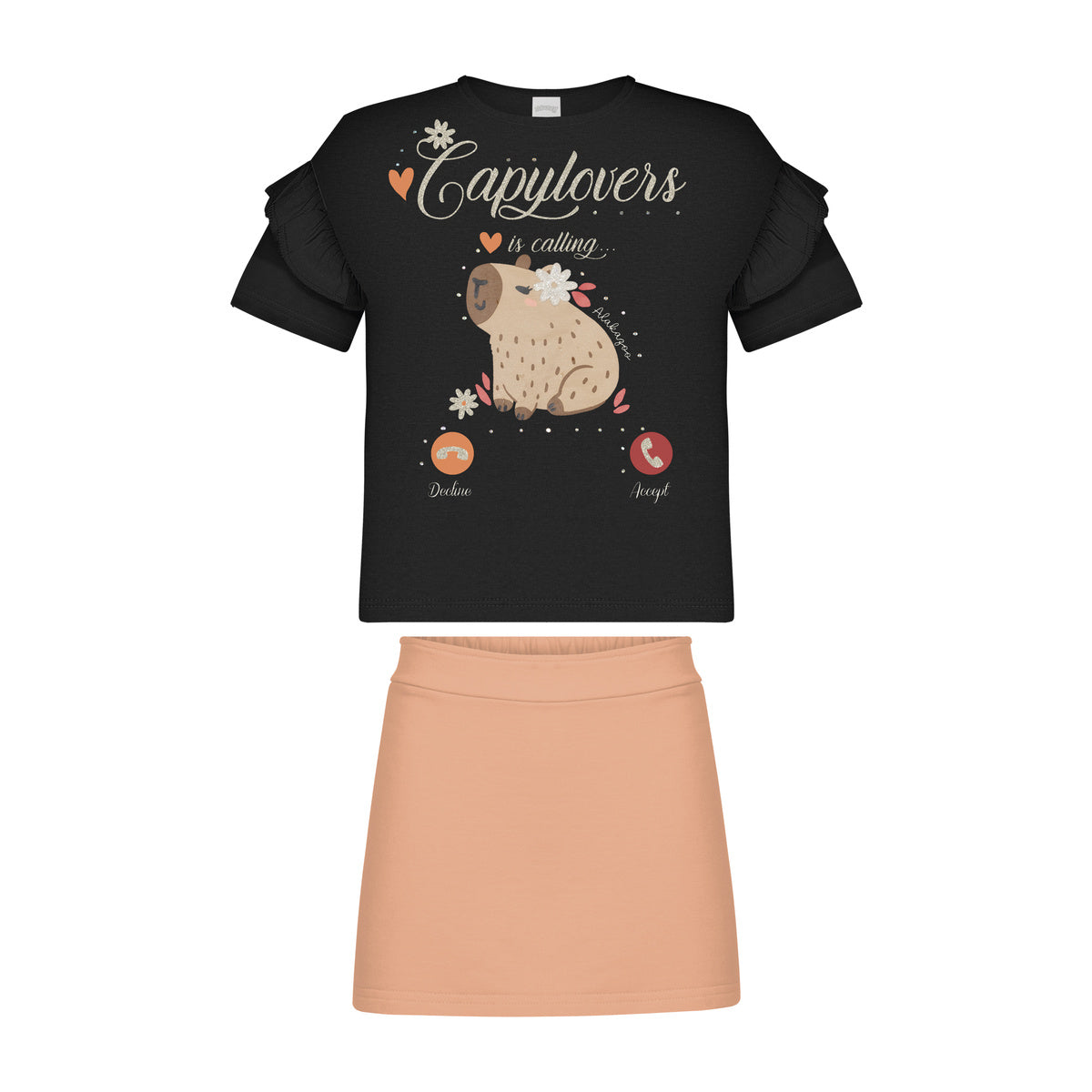 Conjunto Infantil Menina Blusa e Short Capivara - Alakazoo