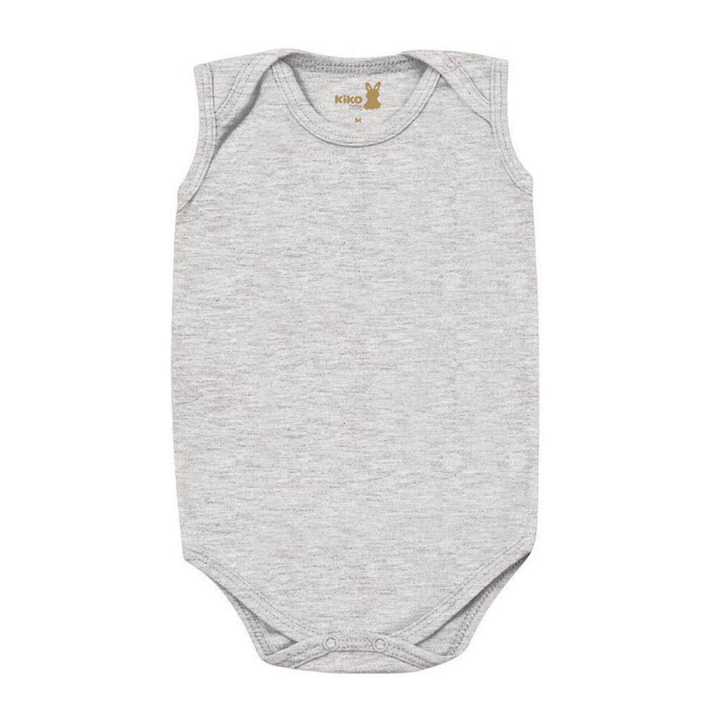 Body Regata Bebê Unissex Suedine Cinza Liso - Kiko Baby