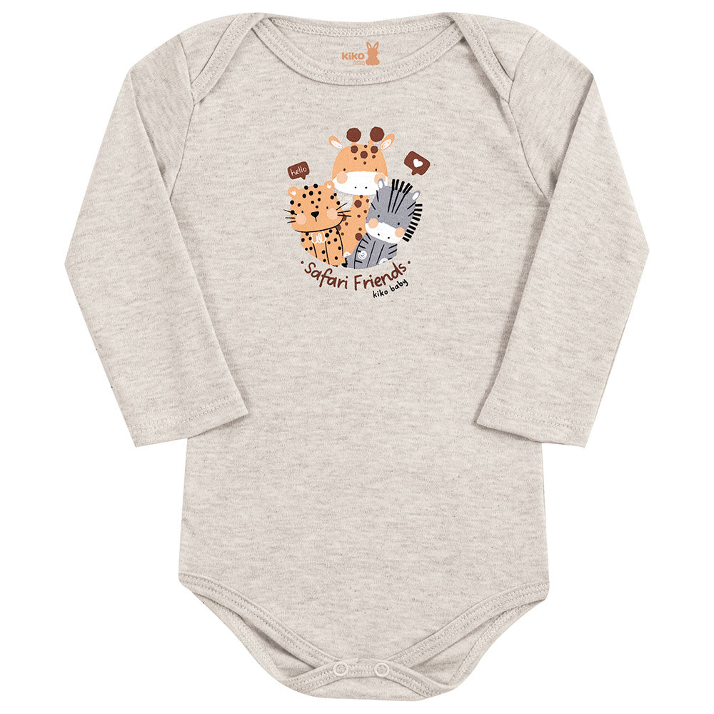 Body Manga Longa Bebê Menino Mescla Safári - Kiko Baby